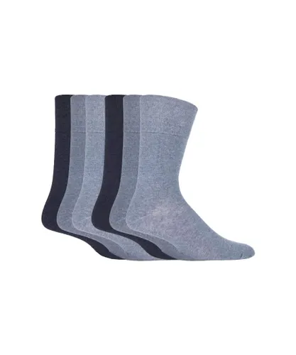 Gentle Grip - 6 Pairs Mens Non Elastic Socks - MGG102 - Blue Cotton