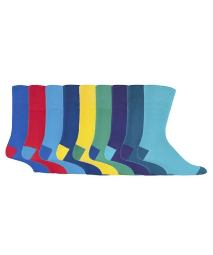 Gentle Grip - 9 Pairs Mens Non Elastic Cotton Soft Loose Top Socks - Colourburst Mix 2 - Multicolour