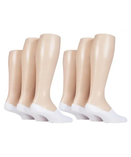 Gentle Grip - Mens 6 Pair Multipack Invisible No Show Silicone Soft Touch - White Cotton