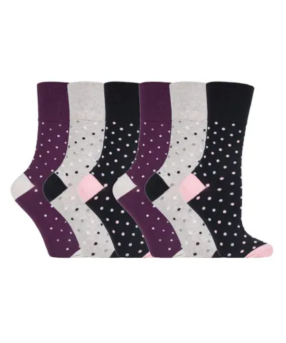 Gentle Grip Womens - 6 Pairs Ladies Non Elastic Socks - GG133 - Purple Cotton