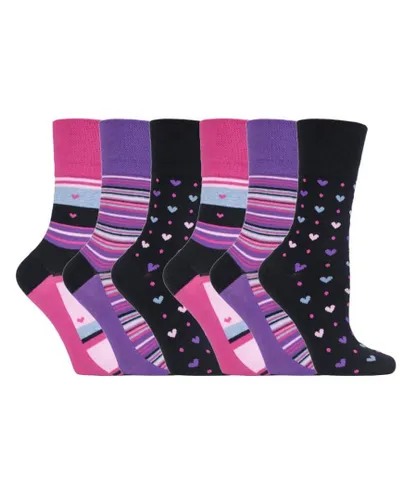 Gentle Grip Womens - 6 Pairs Ladies Non Elastic Socks - GG134 - Purple Cotton