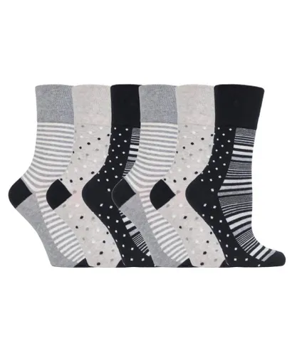 Gentle Grip Womens - 6 Pairs Ladies Non Elastic Socks - GG135 - Grey Cotton