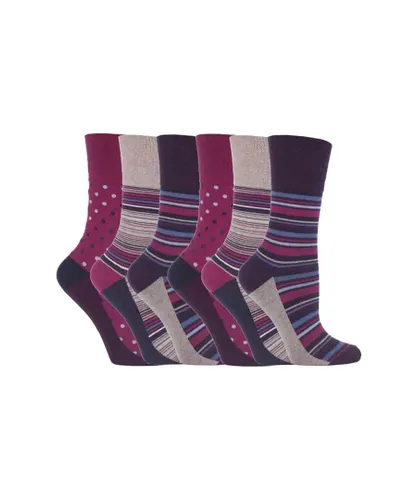 Gentle Grip Womens - 6 Pairs Ladies Non Elastic Socks - GG55 - Pink Cotton