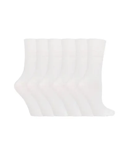 Gentle Grip Womens - 6 Pairs Ladies Non Elastic Socks - GG67 White Cotton