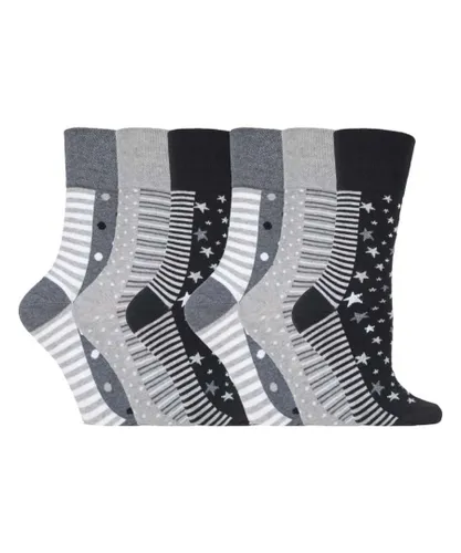 Gentle Grip Womens - 6 Pairs Ladies Non Elastic Socks - GG99 - Grey Cotton