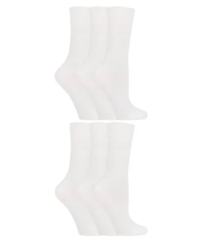 Gentle Grip Womens - 6 Pairs of Ladies Diabetic Sock with Honey Comb Top and Hand linked Toe Seams - White Cotton