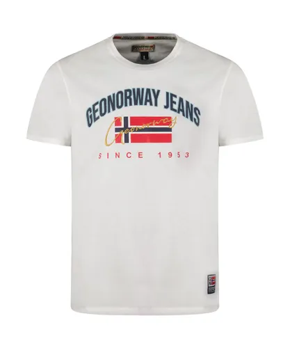 Geographical Norway Mens Jhagen Short Sleeve T-shirt - White Cotton