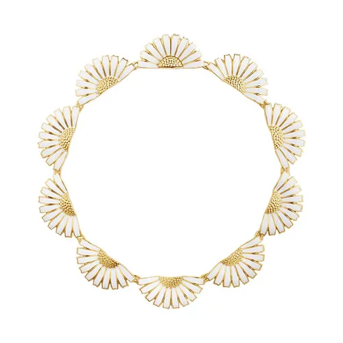 Georg Jensen Daisy 18ct Yellow Gold Plated Sterling Silver White Enamel Necklace - ML