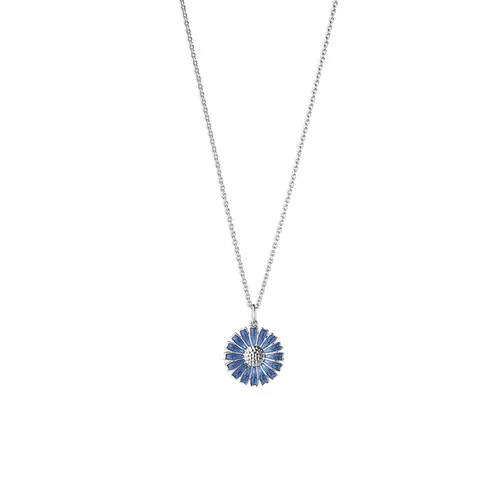 Georg Jensen Daisy Sterling Silver Blue Enamel Necklace