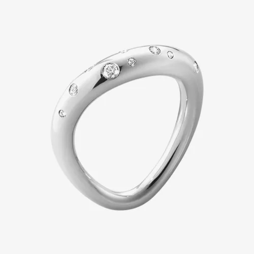 Georg Jensen Offspring 0.14ct Sterling Silver Diamond Set Ring 200001360005 (56-57)