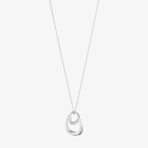 Georg Jensen Offspring Sterling Silver 0.08ct Diamond Pave Necklace 10015848