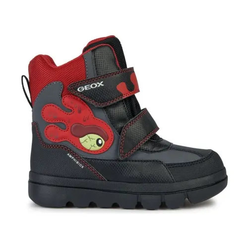Geox , Black Red Kids Boots ,Black male, Sizes: