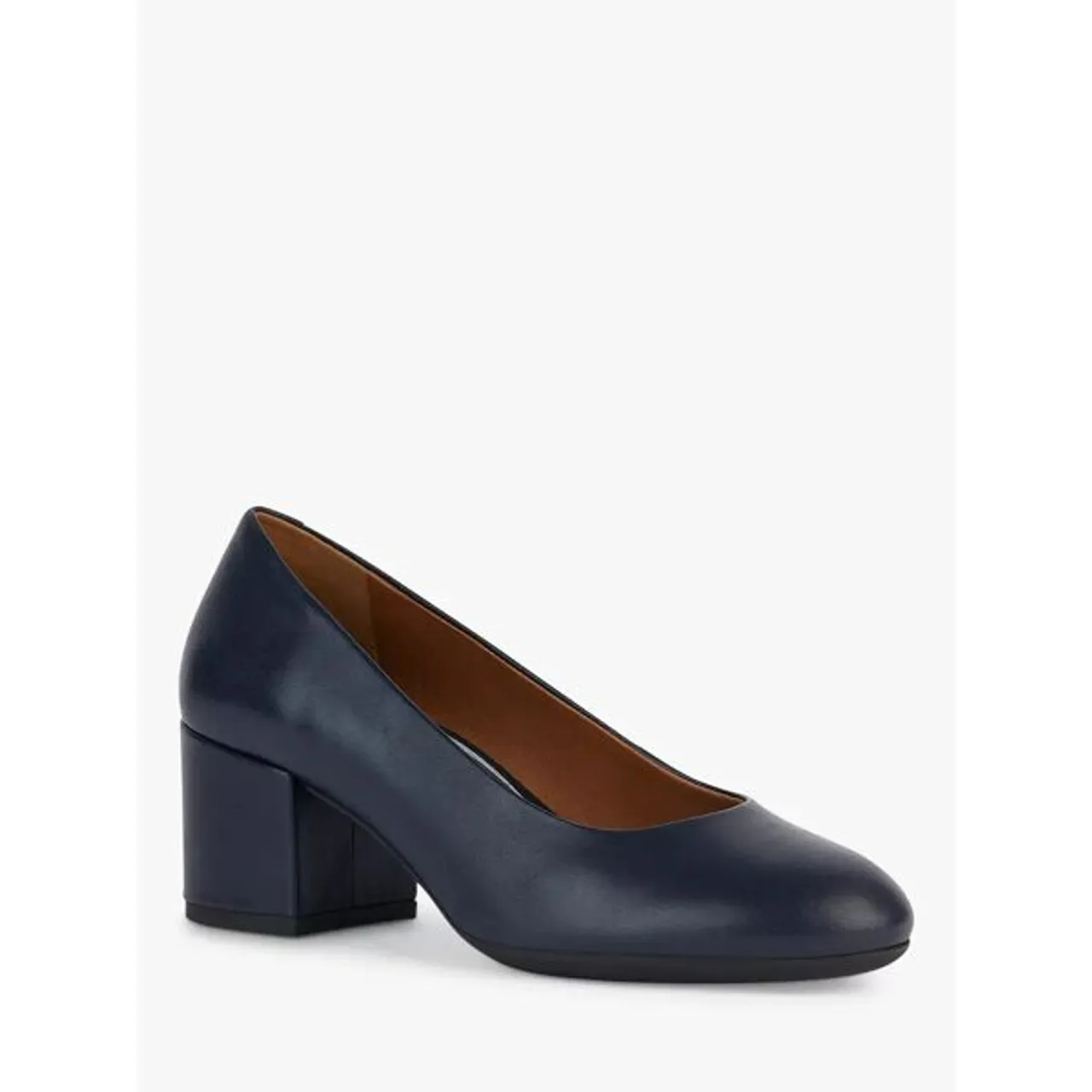 Geox Eleana Block Heel Court Shoes, Navy - Navy - Female