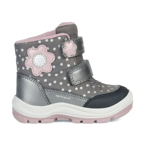 Geox , Grey Pink ABX Booties for Girls ,Gray female, Sizes:
