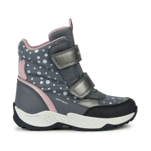 Geox , Grey Pink Booties for Girls ,Gray female, Sizes: