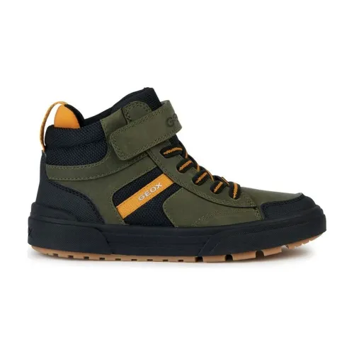 Geox , Military Yellow Booties for Boys ,Green male, Sizes: