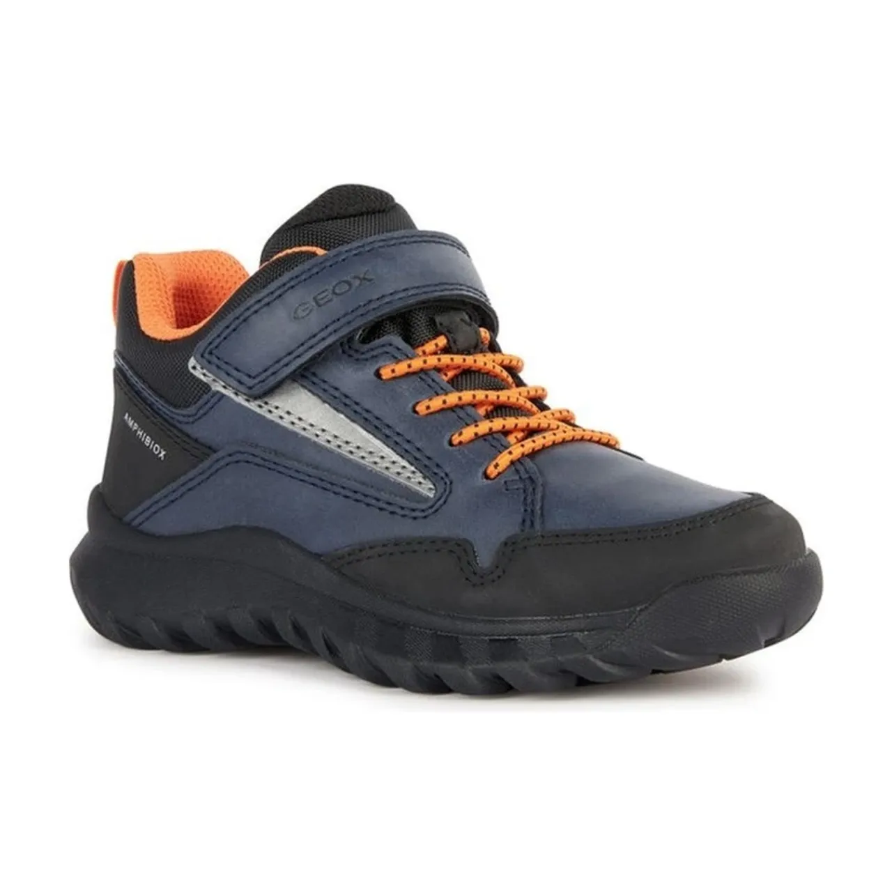 Geox , Navy Orange ABX Booties for Boys ,Blue male, Sizes: