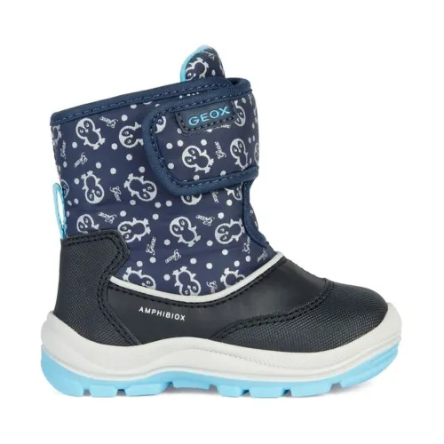 Geox , Navy Turquoise ABX Booties for Girls ,Blue female, Sizes: