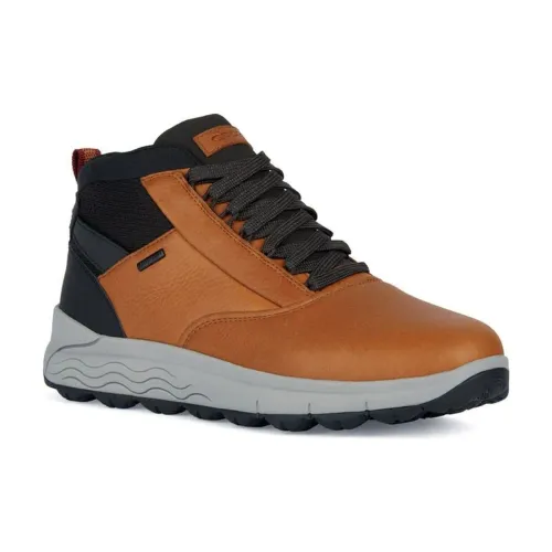 Geox , Vibrant Orange Lace-up Ankle Boots ,Orange male, Sizes: