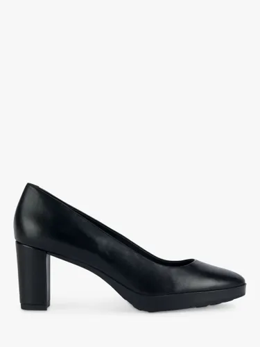 Geox Walk Pleasure Mid Heel Leather Court Shoes, Black - Black - Female