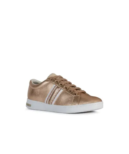 Geox Womens D Jaysen A Casual Lace Up Trainer - Rose Gold Leather