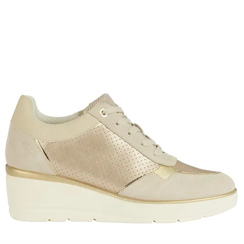GEOX Womens Idle Wedge Trainers Champagne/Light Sand