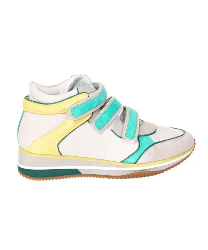Geox Womenss leather wedge high-top sneaker D3221A-00021 - Multicolour