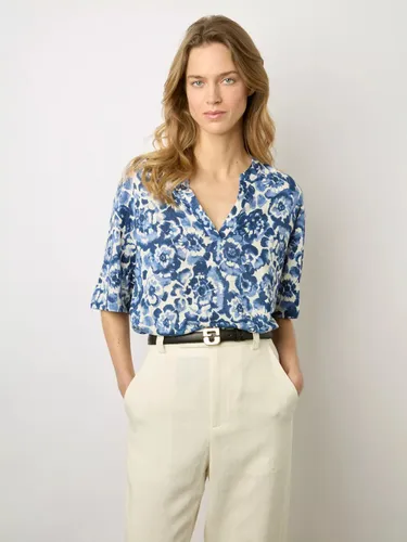 Gerard Darel Monia Linen Floral T-Shirt, Ecru/Blue - Ecru/Blue - Female