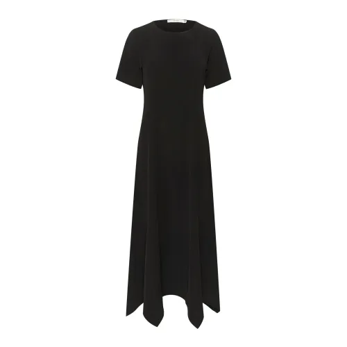 Gestuz , Black Long Sleeve Flounce Dress ,Black female, Sizes: