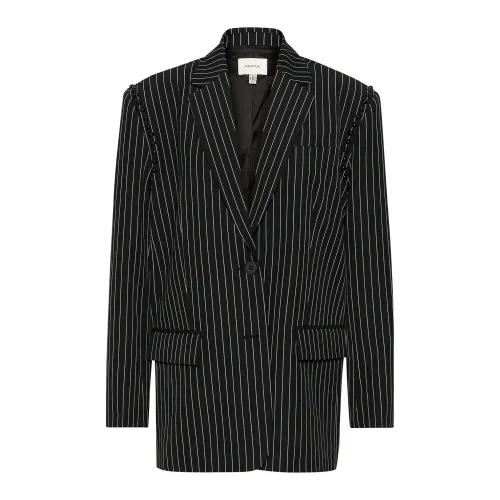 Gestuz , Black Pinstripe Oversized Blazer Jacket ,Black female, Sizes: