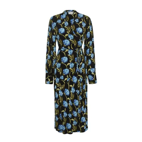Gestuz , Flower Army Blue Midi Dress ,Blue female, Sizes: