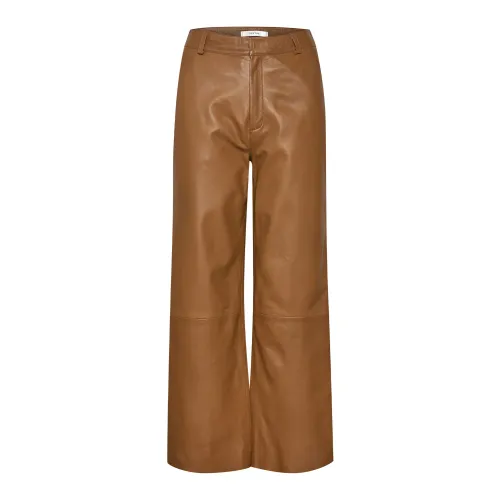 Gestuz , Leather Trousers ,Brown female, Sizes:
