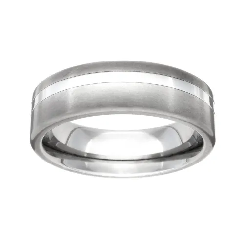 GETi Titanium Brushed and Off Centre Stripe 7mm Ring