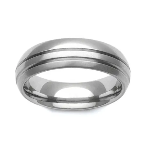 GETi Titanium Domed Double Stripe 7mm Ring