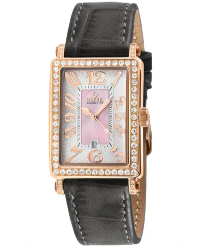 Gevril Ave of Americas Mini WoMens Swiss Quartz Diamond Case,Pink MOP Dial Watch - Grey - One Size