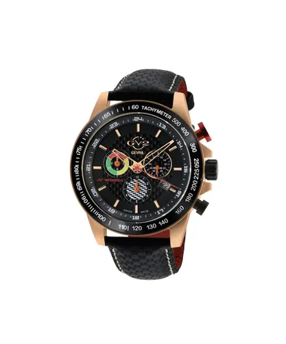 Gevril GV2 9921 Mens Scuderia Swiss Quartz Multifunction Chrono Leather Watch - Black - One Size