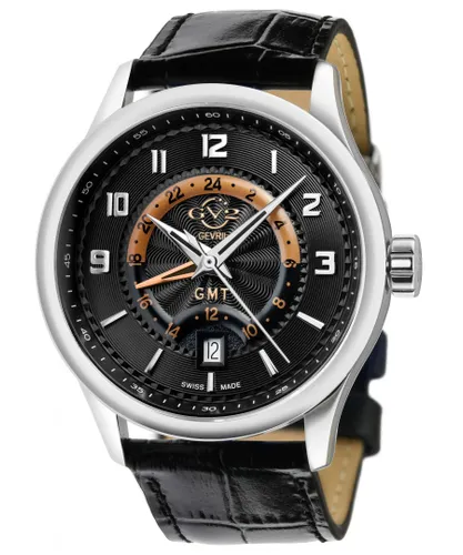 Gevril GV2 Mens Giromondo Black Dial Calfskin Leather Watch - One Size