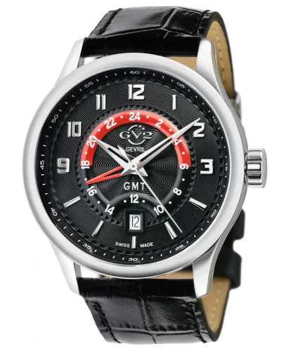Gevril GV2 Mens Giromondo Black Dial Calfskin Leather Watch - One Size