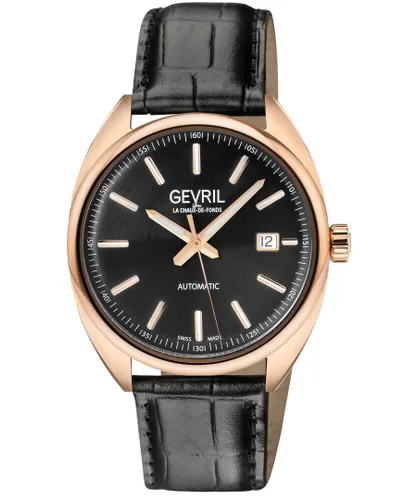 Gevril Mens Five Points 48703A Swiss Automatic Sellita SW200 Watch - Black - One Size
