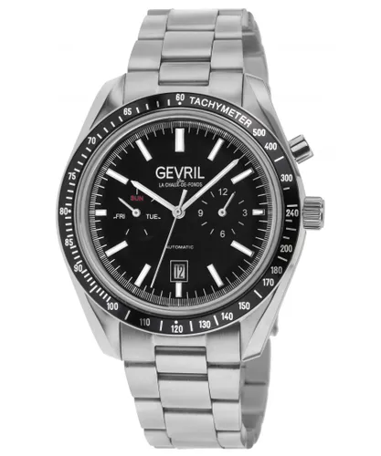 Gevril Mens Lenox 49002 Swiss Automatic Multi-Function Stainless Steel Watch - Black - One Size