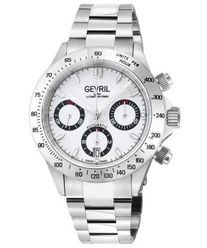 Gevril Mens New Amsterdam 44606B Swiss Automatic ETA 7750 White Dial Special Edition Watch - Silver - One Size