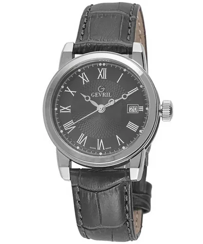 Gevril Mens Park Black Dial Leather Watch - One Size