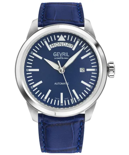 Gevril Mens West 30th St Automatic Watch - Blue Leather - One Size