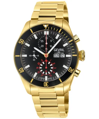 Gevril Mens Yorkville Chronograph 48628B Swiss Automatic ETA 7750 Watch - Gold - One Size