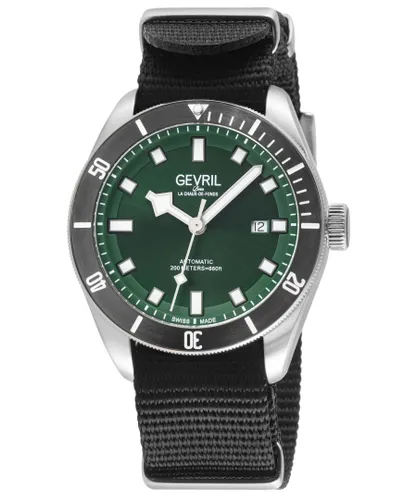 Gevril Mens Yorkville Swiss Automatic Sellita SW200 Green Dial steel Watch - Black - One Size
