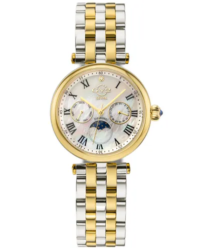 Gevril Womens GV2 Florence Mother of Pearl Dial Diamond 12515 Swiss Quartz Watch - Silver & Gold - One Size