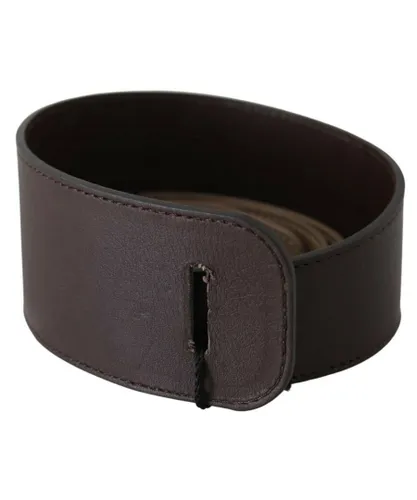 GF Ferre WoMens Brown Genuine Leather Logo Wide Waist Belt