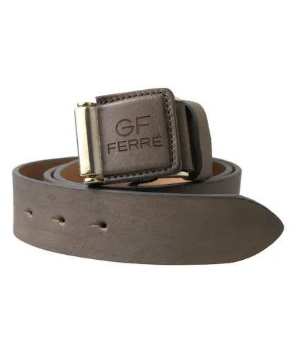 GF Ferre WoMens Brown Leather Fashion Logo Buckle Waist Belt