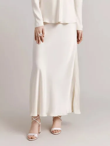 Ghost Jannae Bias Cut Satin Slip Maxi Skirt - Ivory - Female
