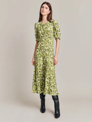 Ghost Lainey Ikat Print Midi Dress, Green - Green - Female